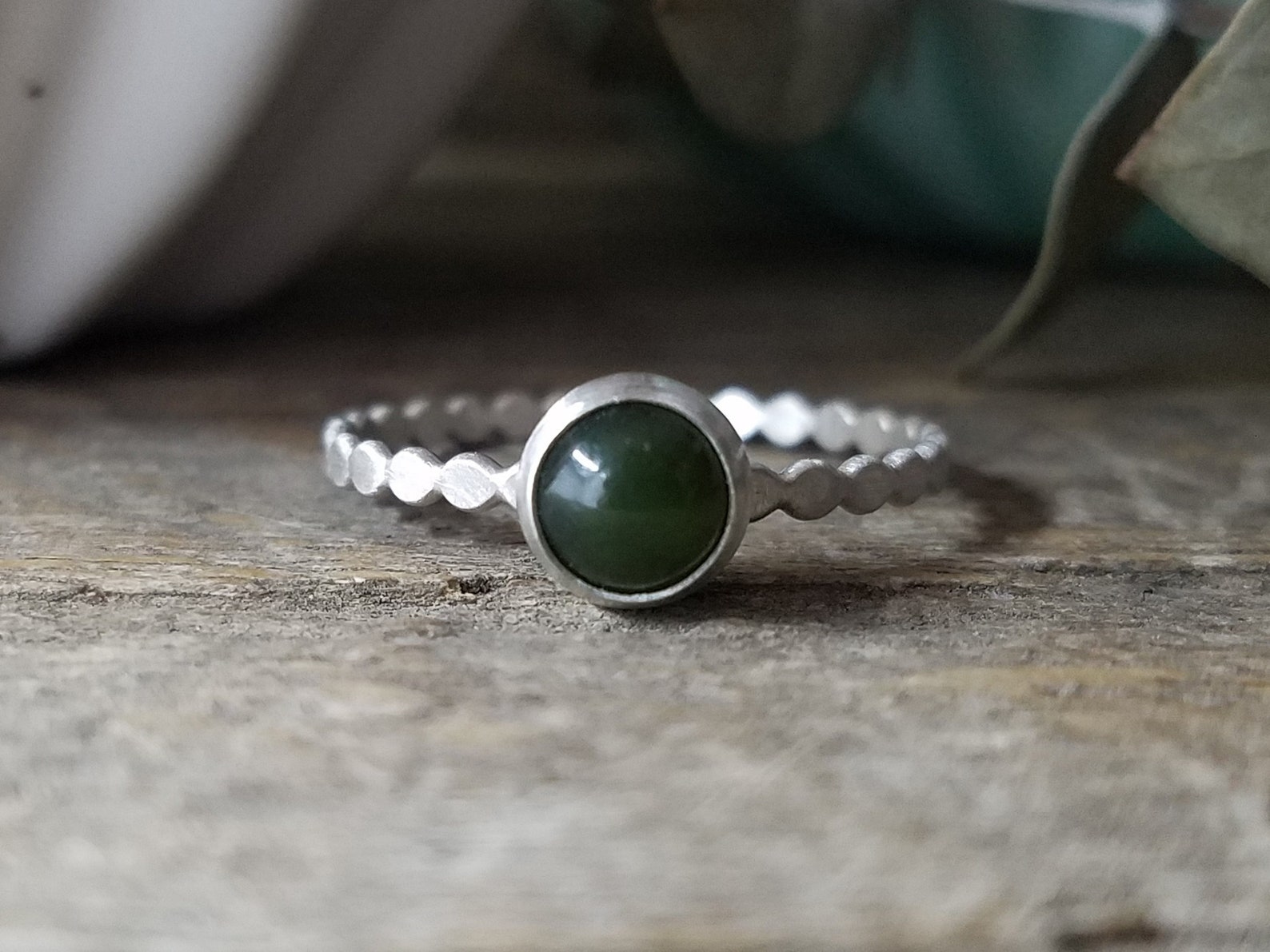Alaskan Jade & Sterling Silver Stacking Ring Green Jade Etsy