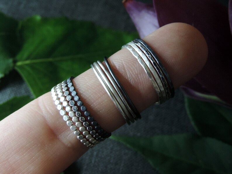 Dainty Silver Stacking Rings Boho Stackable Midi Ring Etsy