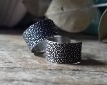 Conch Ear Cuffs Sandstorm Pattern | Single or Set | Etched & Antiqued Sterling Silver Huggie Ear Wrap, Custom // Made to Order