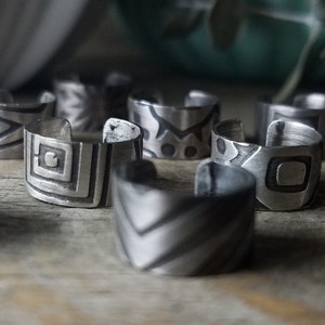 Rustic Silver Ear Cuffs, One of a Kind | Unique Singles | Etched & Antiqued Sterling Silver Huggie Ear Wrap, Discount // Ready to Ship