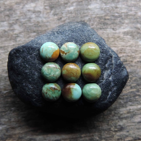 6mm Genuine Kingman Turquoise Cabochon | Unique Green Matrix | Stone Selection, Stone Reserving, Individual Stone Purchase, Card Lot 102