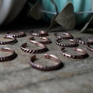 Rustic Copper Ear Cuffs, One of a Kind | Unique Singles / Small Batch | Etched & Antiqued Copper Huggie Ear Wrap, Discount // Ready to Ship