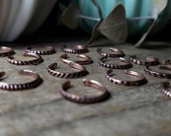 Rustic Copper Ear Cuffs, One of a Kind | Unique Singles / Small Batch | Etched & Antiqued Copper Huggie Ear Wrap, Discount // Ready to Ship