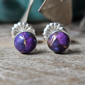 Purple Turquoise Stud Earrings | 6mm Kingman Turquoise | Plum Fuchsia, Mohave Purple, Copper Matrix, Choose Your Pair // Ready to Ship