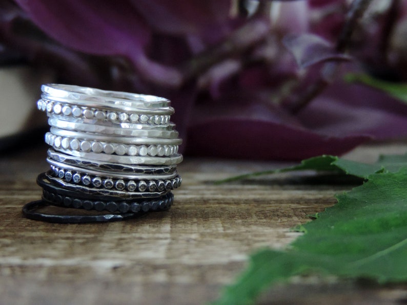 Dainty Silver Stacking Rings Boho Stackable Midi Ring Etsy