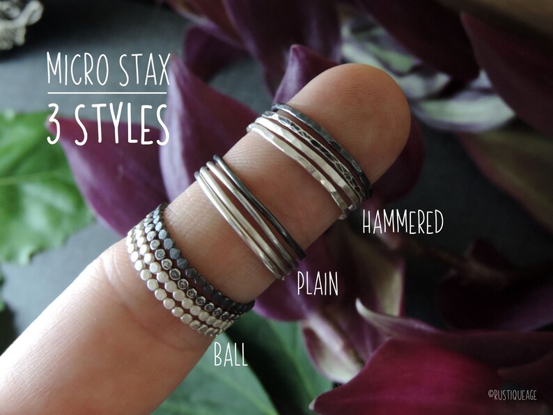 Dainty Silver Stacking Rings Boho Stackable Midi Ring Etsy