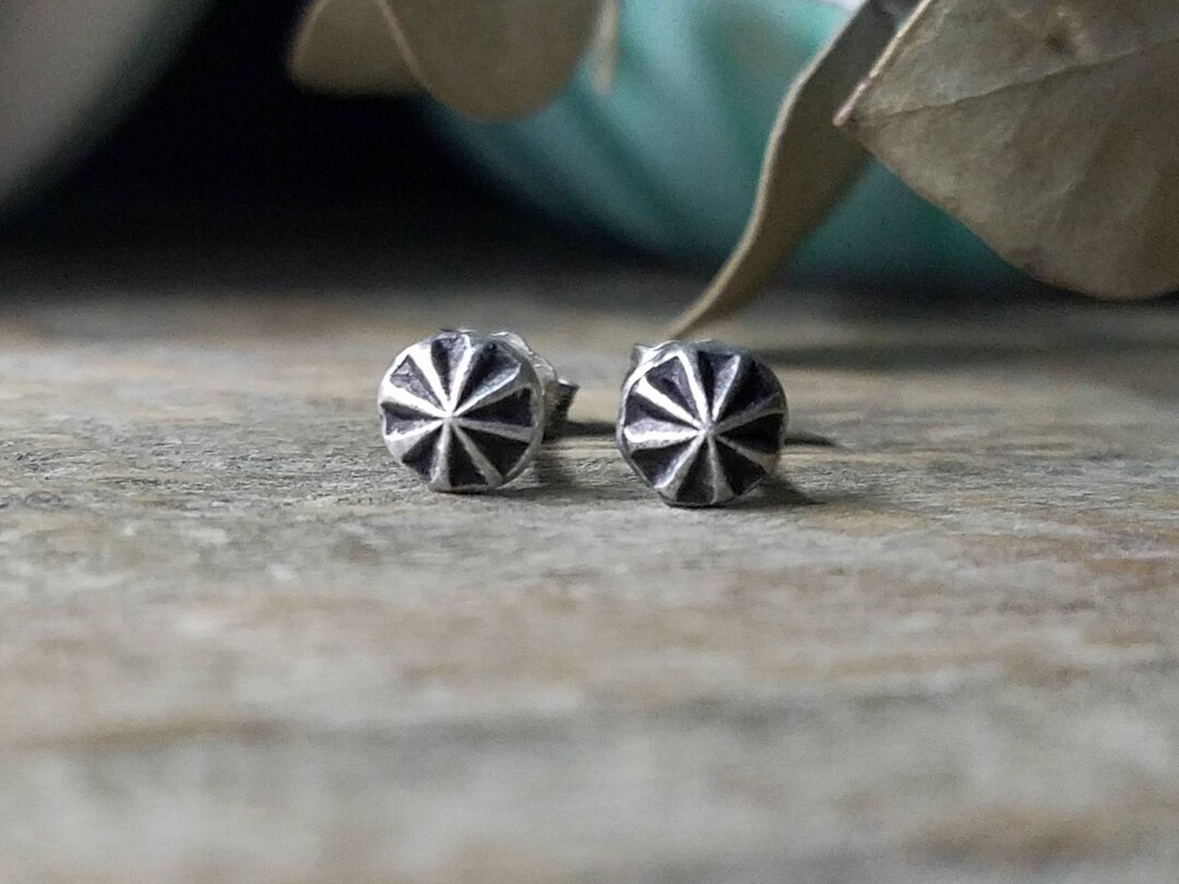 Southwestern Sterling Silver Stud Earrings 4.5mm Hand Rustic
