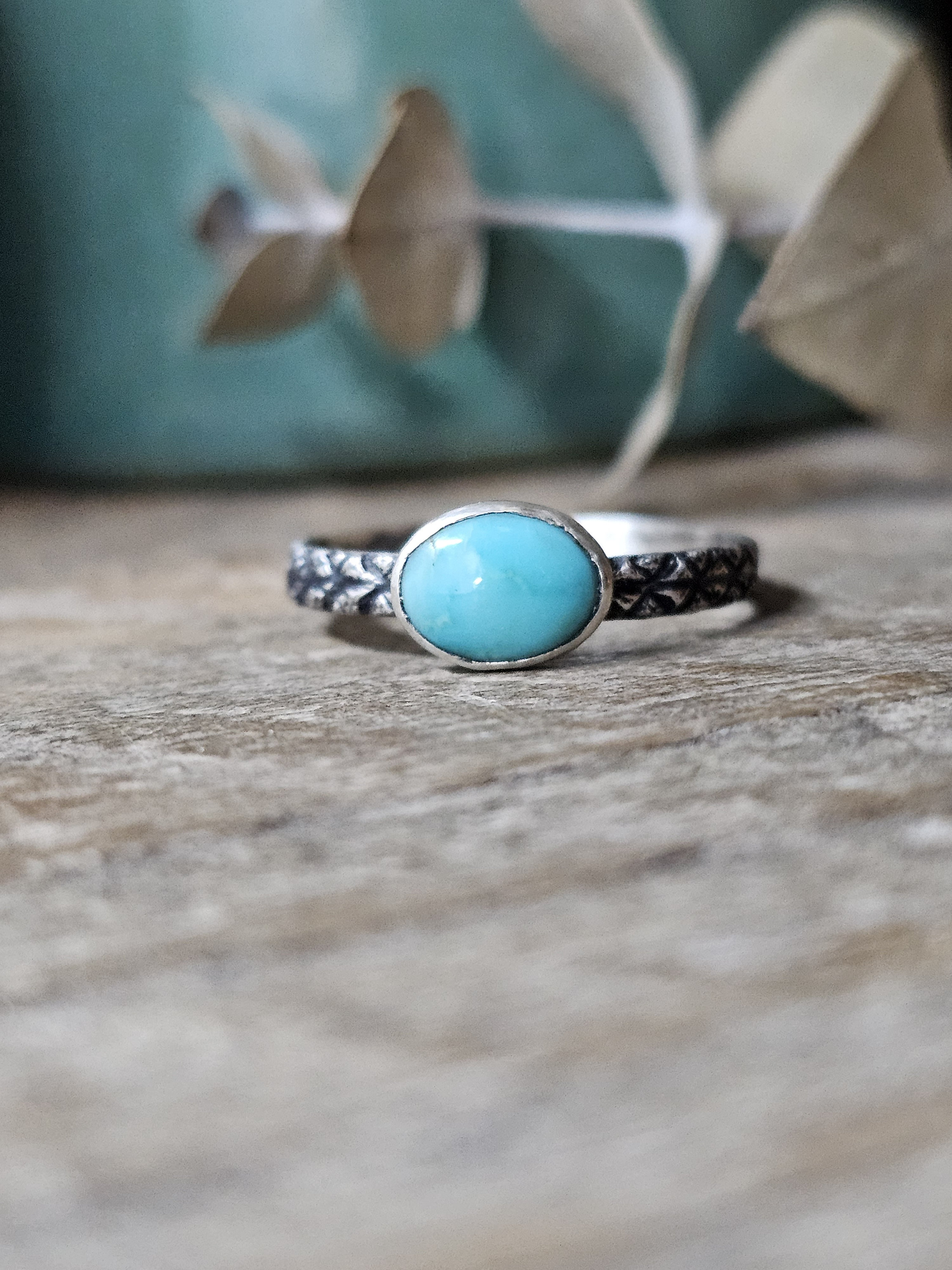 Oval Kingman Turquoise Stacking Ring | Diamondback Sterling Silver Band ...