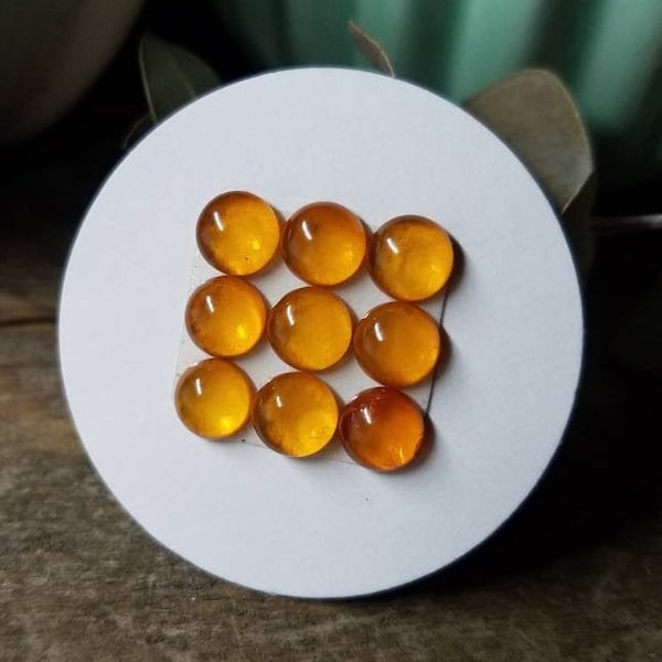 6mm Genuine Amber Cabochon | Golden Orange | Stone Selection, Stone Reserving, Individual Stone Purchase, Card Lot 901