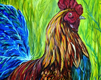 Pintura acrílica original de Rooster