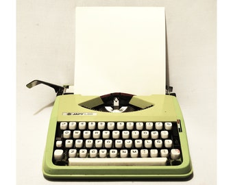 Color Photography, Green Vintage Typewriter, Printable Digital Instant Download