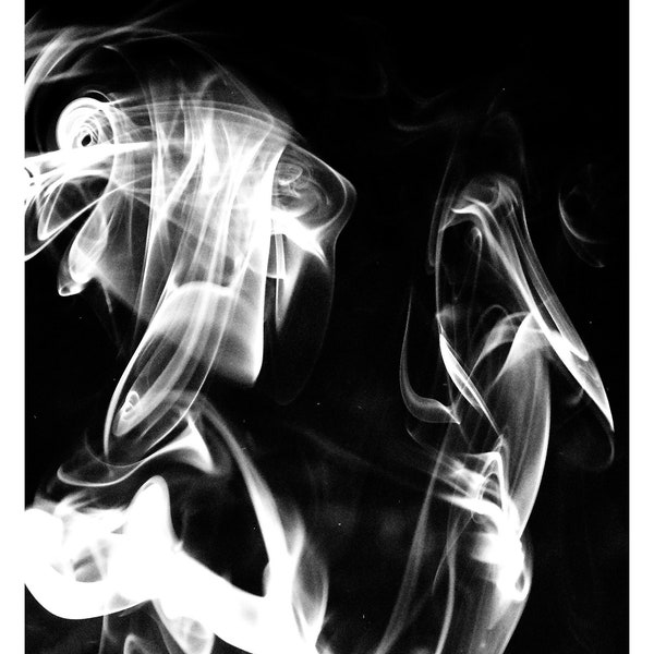Abstract Black and White Photography, Incense Smoke, Mexico, Printable Digital Instant Download