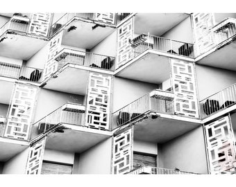 Black and White Photography, Urban Geometric Architecture , Neuchâtel Switzerland, Printable Digital Instant Download