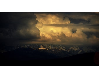 Color Photography, Swiss Alps And Cloudy Sky, Neuchâtel Switzerland, Printable Digital Instant Download