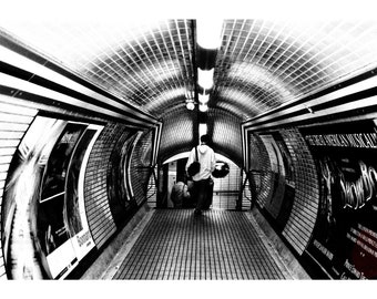 London Poster / London Underground Print / B&W Photography / Art Print Download / Underground Wall Art / Vintage Home Decor