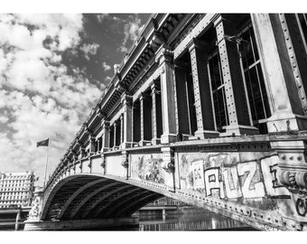 Photographie Noir Blanc / Lyon / Pont Lafayette / Téléchargement Numérique / Ville de France / Affiche Imprimable / Photo Voyage / Déco Art