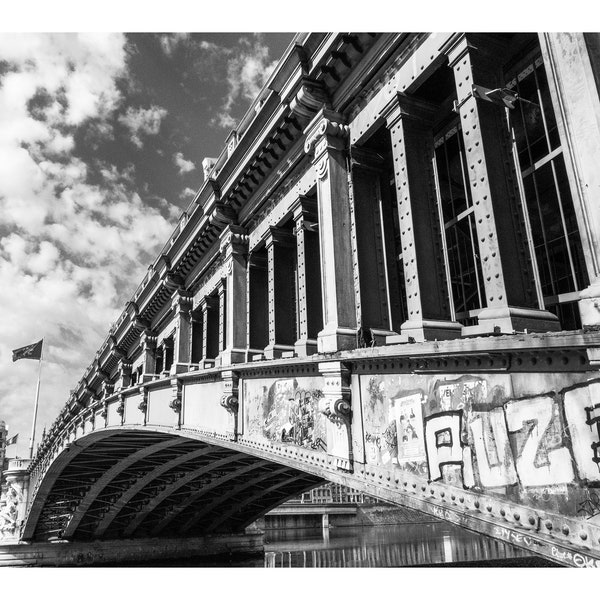 Photographie Noir Blanc / Lyon / Pont Lafayette / Téléchargement Numérique / Ville de France / Affiche Imprimable / Photo Voyage / Déco Art