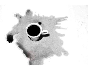 Black and White Photography, Spilled Coffee, Printable Digital Instant Download