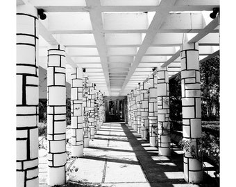 Black and White Photography, Outdoor Architecture, Merida Yucatan Mexico, Latin America, Printable Digital Instant Download