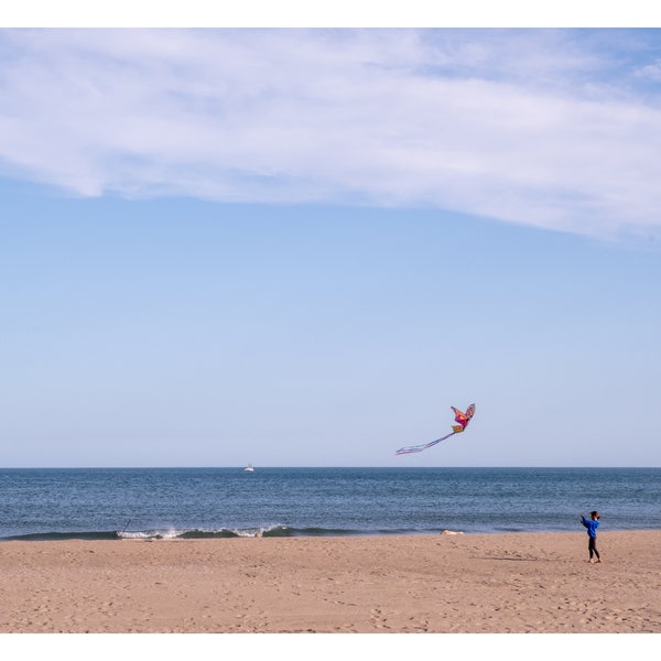 Photographie Couleur/Lyon /Cerf-volant sur la Plage/Téléchargement Numérique/Sud de la France/Affiche Imprimable/Photo de Mer/Déco Art