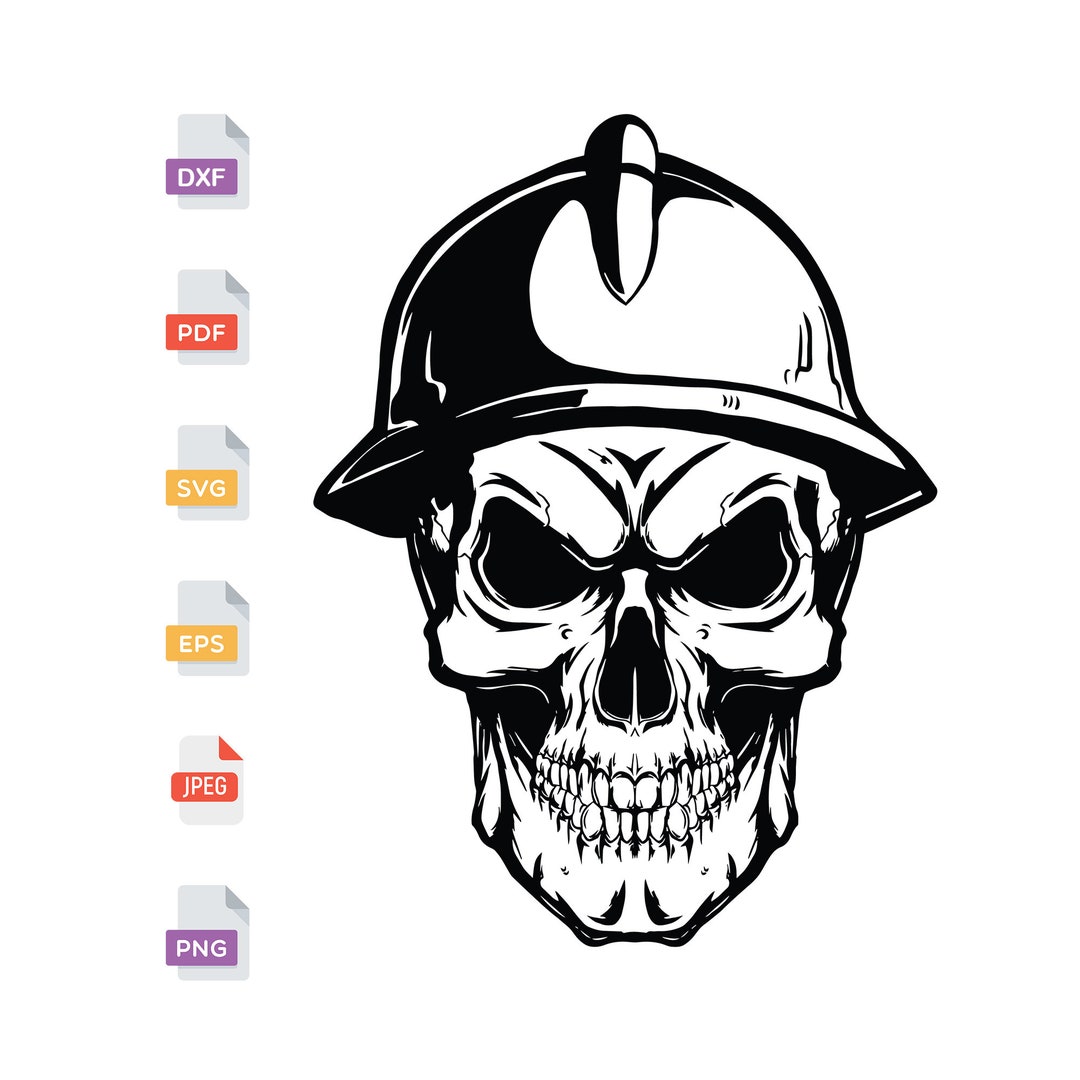 Hardhat Skull SVG, PNG, DXF Digital Download, Oilfield, Bakken, Energy ...