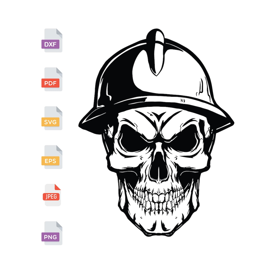 Hardhat Skull SVG, PNG, DXF Digital Download, Oilfield, Bakken, Energy ...