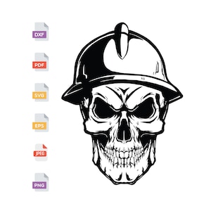 Hardhat Skull SVG, PNG, DXF Digital Download, Oilfield, Bakken, Energy, North Dakota, Texas, Pipeline, Usa, Construction