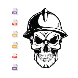 Hardhat Skull SVG, PNG, DXF Digital Download, Oilfield, Bakken, Energy ...