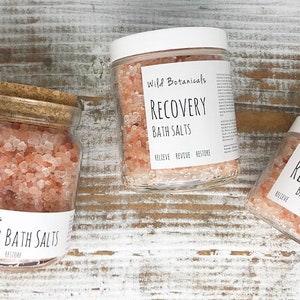 Recovery Bath Salts, All Natural Aromatherapy, 9 oz Jar, Pink Himalayan, Dead Sea Salt, Essential Oils, Detox
