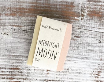 Midnight Moon Soap, Organic Soap, Palm Free Soap, All Natural, Scented, Vegan, Handmade, Cold Process Soap, Wildflower Seed Paper