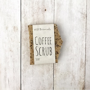 Coffee Scrub Soap, Organic, Palm Free Soap, All Natural, Scented, Vegan, Handmade, Cold Process Soap, Detox, Wildflower Seed Paper