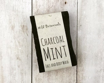 Charcoal Mint, Organic, All Natural, Scented, Vegan, Handmade, Cold Process Soap, Detox, Wildflower Seed Paper