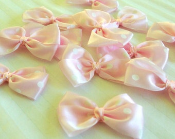 Two For One Sale - CUTE 12 Baby PINK Craft Bow with White Pokka Dots - 6cm wide