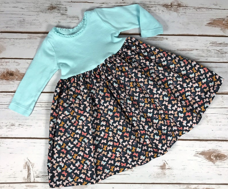 Baby dress designed to fit over a Pavlik Harness-Butterflies-3 Months