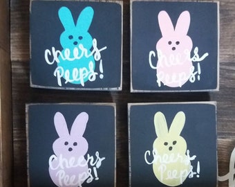 Sottobicchieri Peep dipinti a mano, decorazioni pasquali primaverili