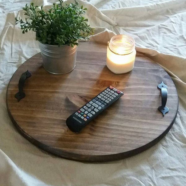 round serving tray, wood serving tray, rustic serving tray, gift idea, housewarming gift, coffee table tray