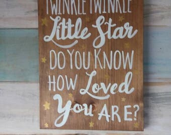 Twinkle twinkle little star, nursery sign, nursery art, baby shower gift idea, nursery wall decor, whimsical nursery, nursery rhymes