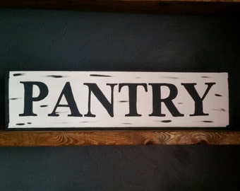 Hand Painted Pantry Sign, Distressed Wood Kitchen Decor
