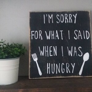 Funny Kitchen Sign, Hangry, Black Distressed Decor