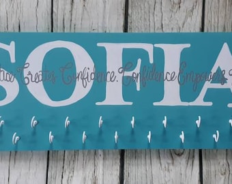 Personalized Gymnastics Medal Holder, Hand-Painted Medal Rack