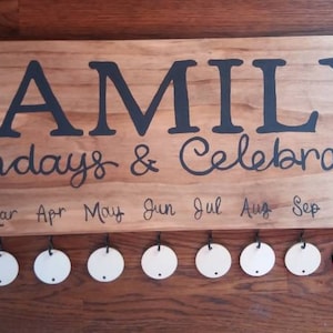 Family birthday and celebration board, family birthday board, family birthday calendar