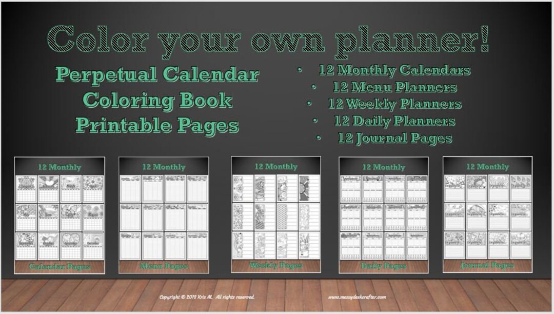 Perpetual Coloring Book Printable Planner - Etsy