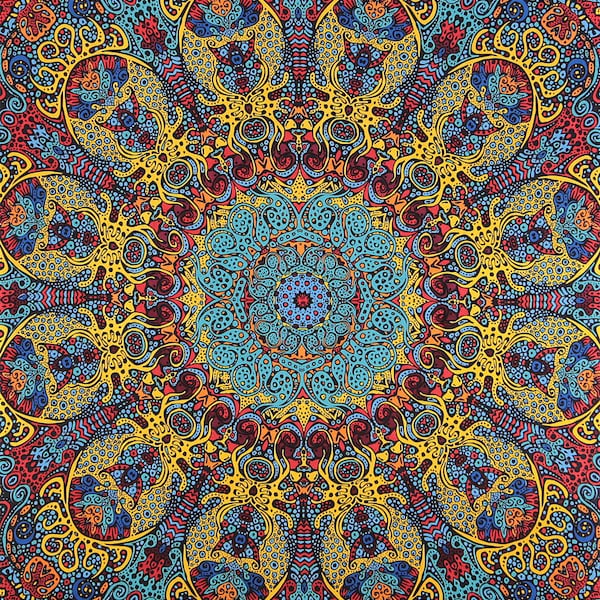 3d Psychedelic Sunburst Tapestry Glow in the Dark 60 x 90