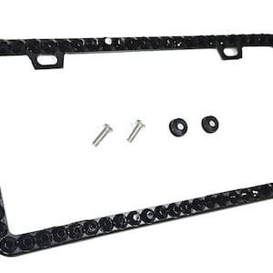 3D Bling Black Rhinestone License Plate Frame - Handmade in USA