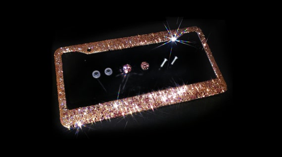 Dazzling Bling License Plate Frame Rose Gold Big Glitter - Big Rose Gold Picture Frame Dazzling Bling License Plate Frame Rose Gold Big Glitter - Big Rose Gold Picture Frame