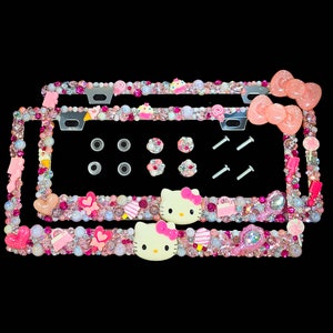 2 Pink Rhinestone License Plate Frames: Handmade Bling Car Decor