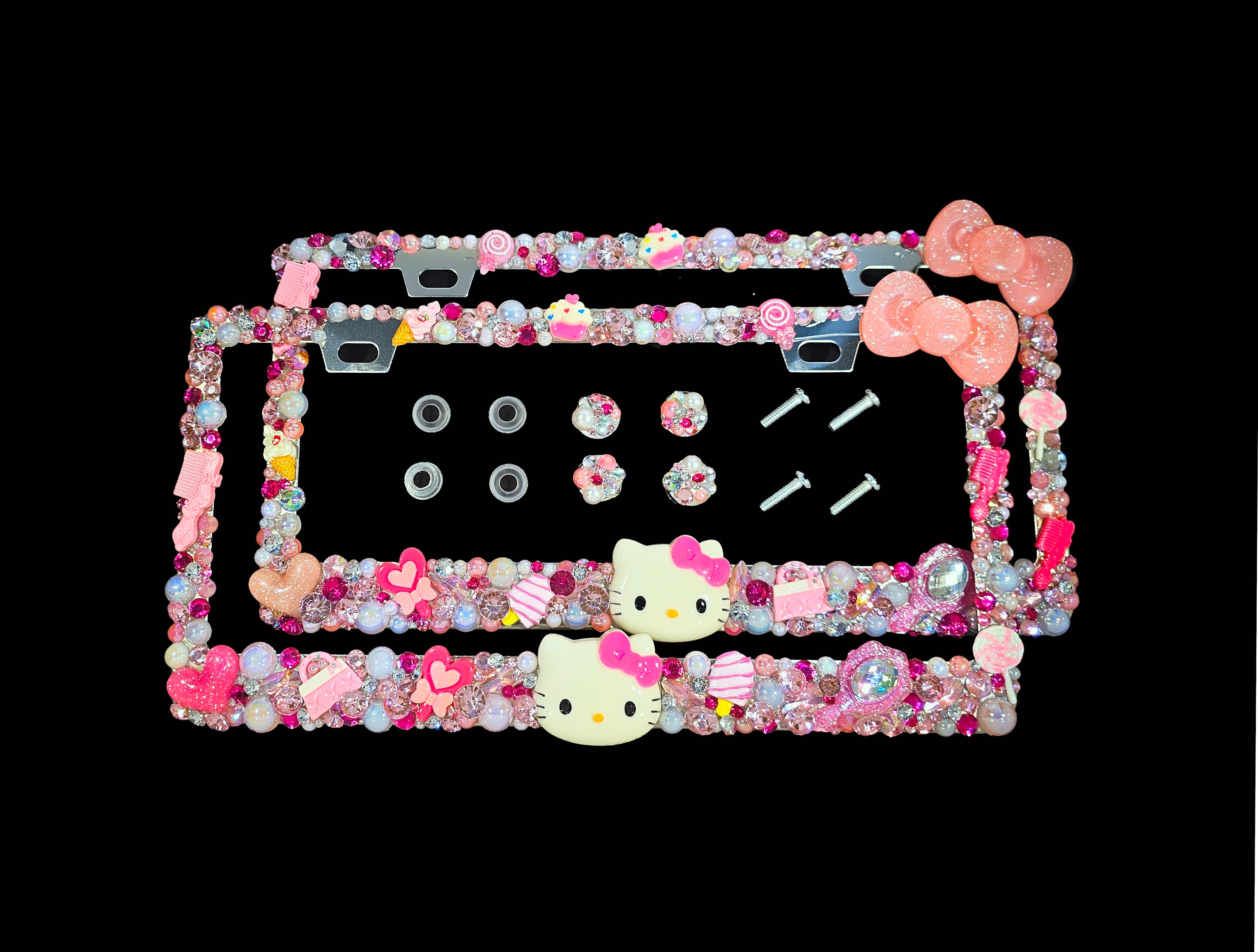 2 3D Pink License Plate Frames Handmade in America Cover