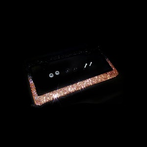 Ombre Bling license plate frame black rosegold big glitter gradation made in usa handmade diamond rhinestone holder screw caps bedazzling