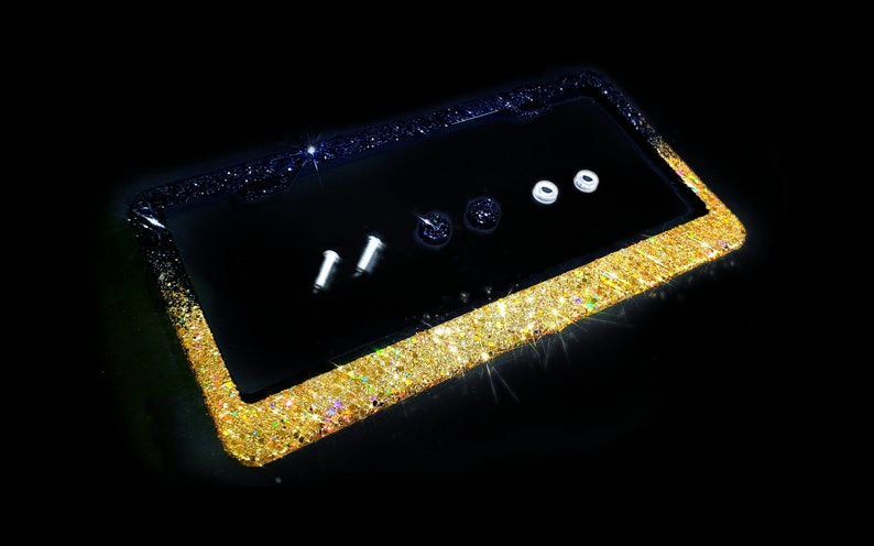 Ombre Bling license plate frame holographic black purple crystal glitter screw