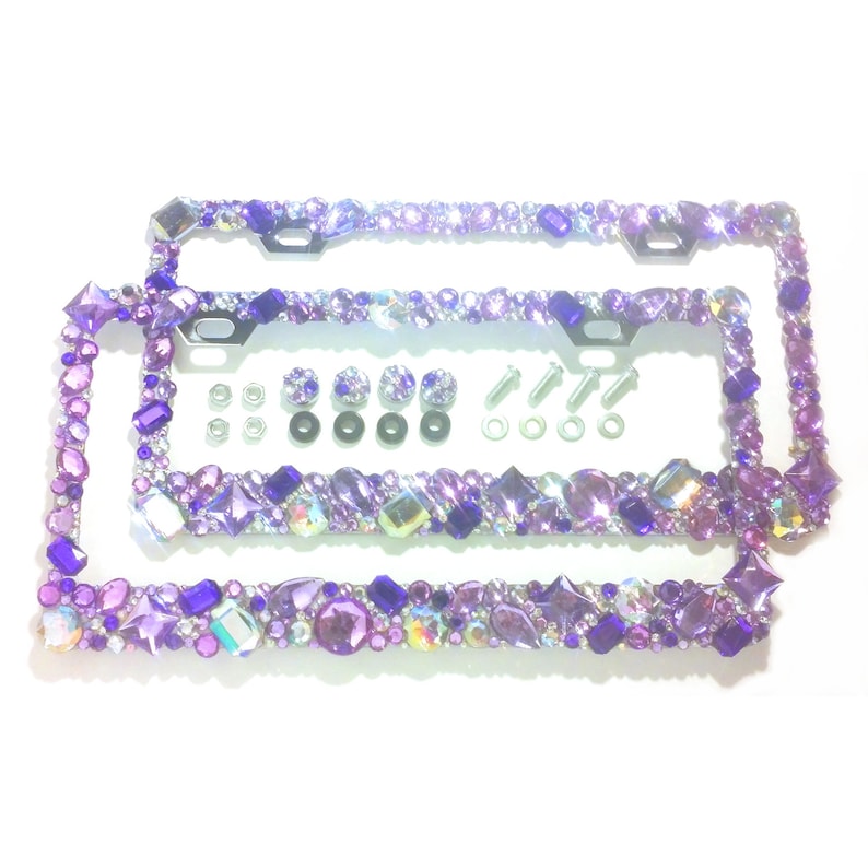3D Bling license plate frames purple violet AB clear crystals Etsy